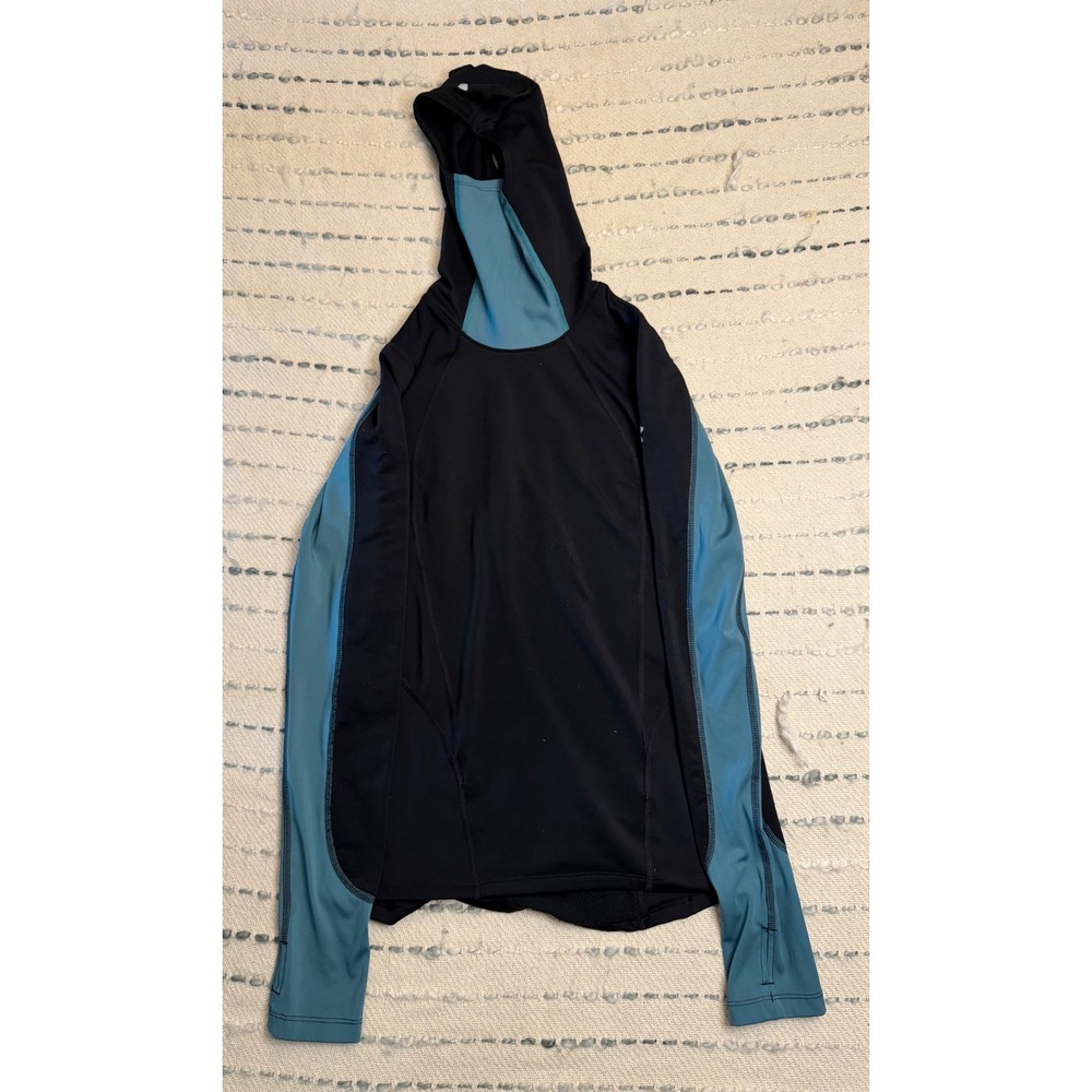 Under Armour ColdGear Run Hoodie Balaclava Neck Gaiter Black Teal XS Fitted